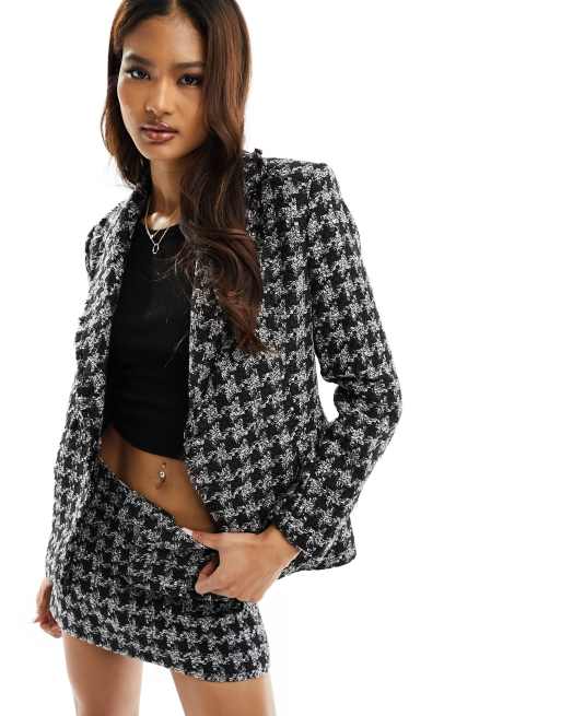 Mango Blazer a carreaux Noir ASOS