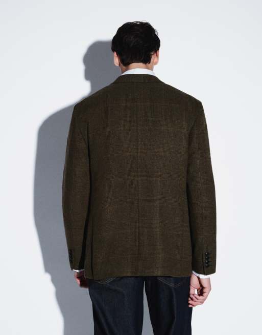 Mango - Blazer ajusté en laine mélangée à carreaux - Vert , 4 de 5