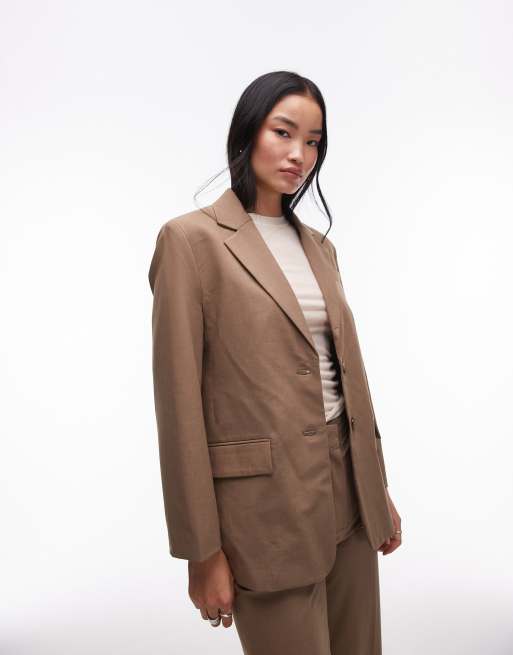 Mango - Blazer d'ensemble à double boutonnage - Marron