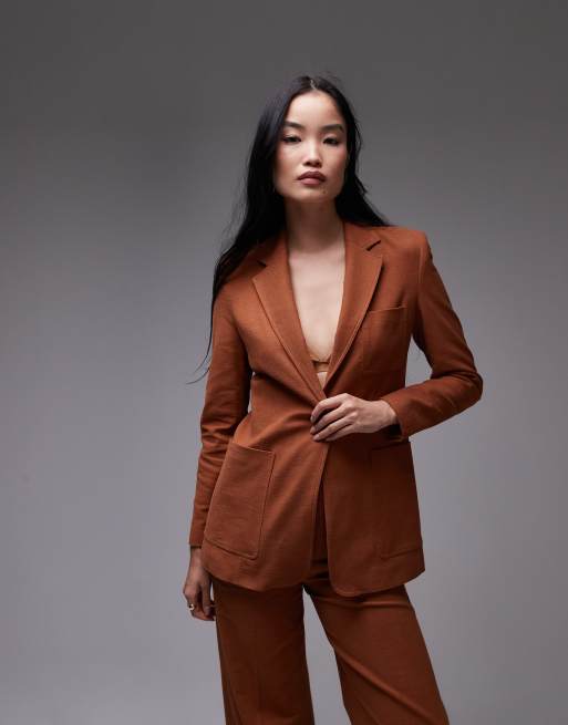 Mango - Blazer d'ensemble ajusté - Orange brûlé