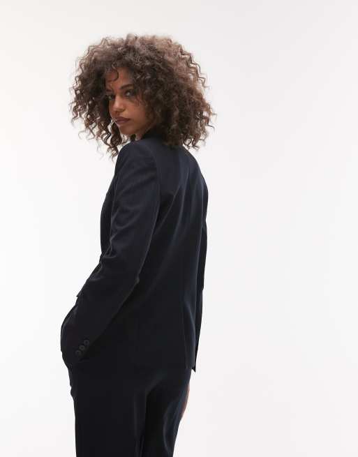 Mango - Blazer d'ensemble léger à fines rayures - Bleu marine, 3 de 4