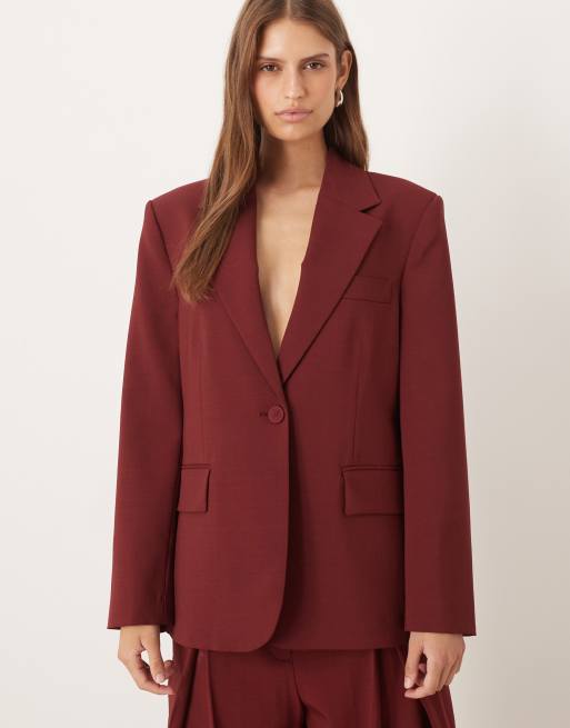 Mango - Blazer d'ensemble oversize - Rouge foncé
