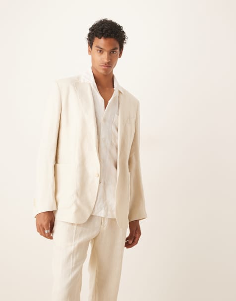 Mango - Blazer d'ensemble standard en lin - Écru - view 1