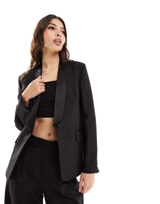 Mango Blazer en satin fa on tailleur Noir