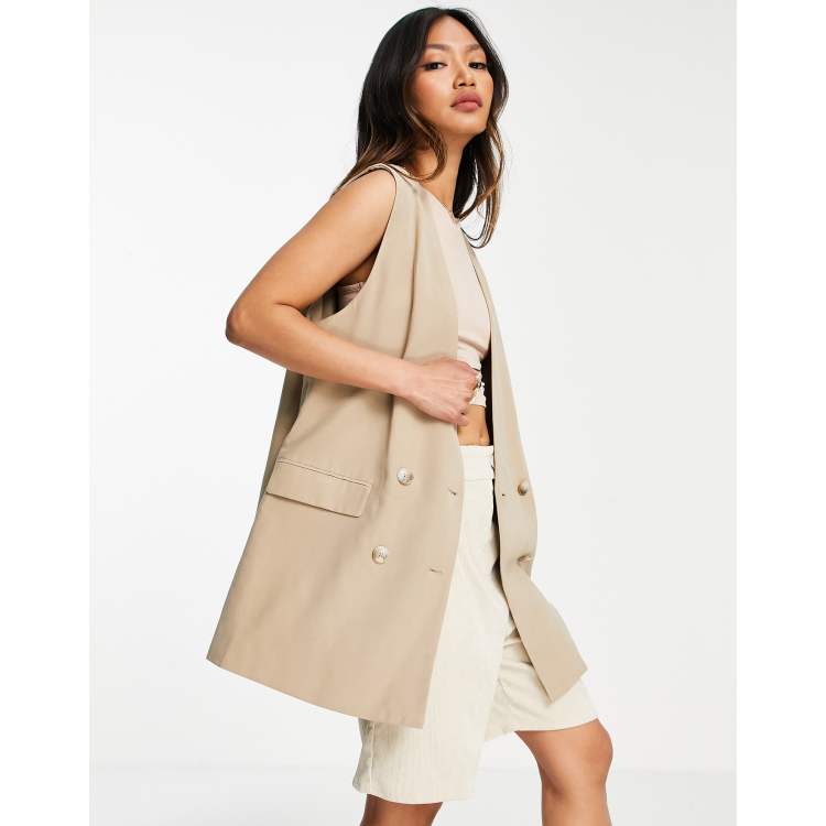 ALSOGO Blazer Sans Manches Femme 2024 - Veste Élégante Style Sportif Chic Pour Bureau Et Loisirs - Couleur Unie Avec Poches