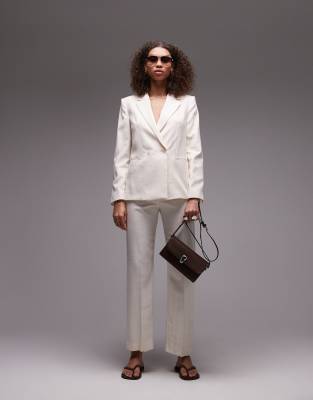 Mango - Blazer in beiger Leinenoptik, Kombiteil-Neutral