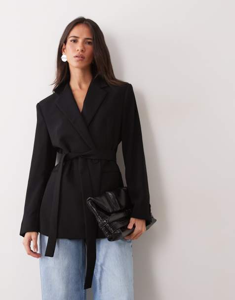 Mango Blazer mit Bindegürtel in Schwarz - view 1
