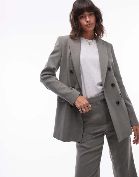 Mango - Blazer oversize doppiopetto grigio chiaro in coordinato - view 1
