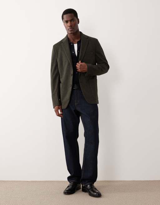 Mango - Blazer sartoriale color kaki a quadri, 2 di 5