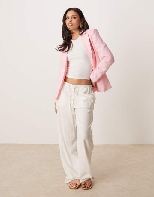 Mango Blazer slim en lin mélangé Rose pastel ASOS