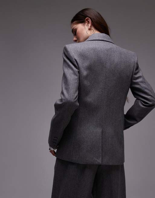 Mango - Blazer spazzolato effetto lana grigio con motivo gessato in coordinato, 2 di 4
