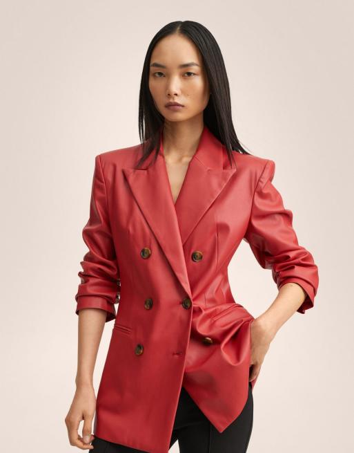Mango - Blazer van PU in rood