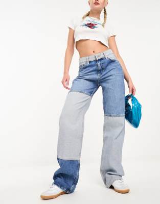 Mango blocked mom jeans in light blue