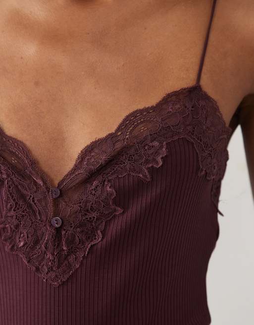 Mango - Blommefarvet bodystocking med stropper og blondedetaljer, 2 af 4