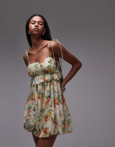 Mango – Blommig miniklänning i chiffong och babydoll-modell - view 1