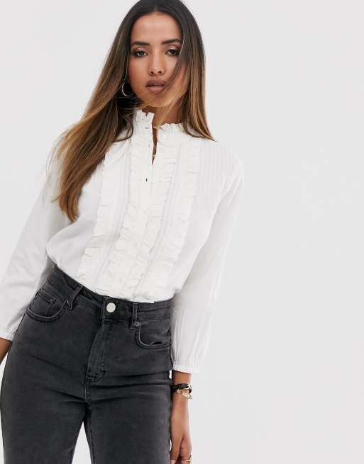 lucht gelijkheid Mortal Mango - Blouse met ruches in wit | ASOS