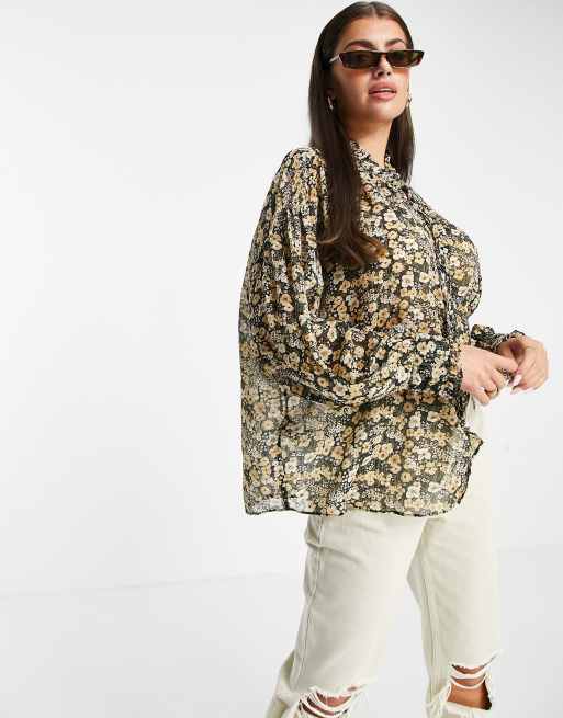 Mango - Blouse transparente à fleurs