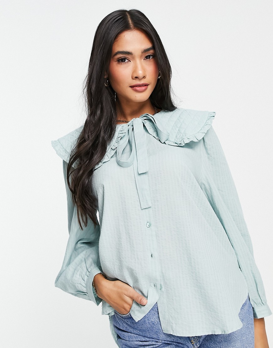 Mango blouse with collar in sage green