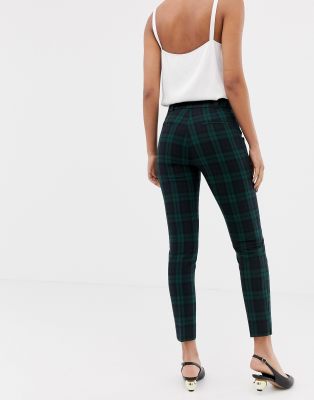 Mango blue and green plaid pants two-piece in navy