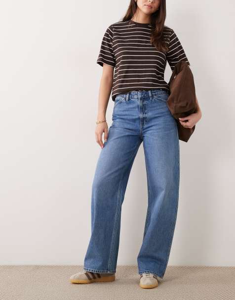 Mango - Blues - Jeans met wijde ronde pijpen van 100% katoen in blauw - view 1