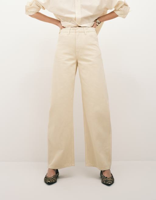 Mango - Blues - Smørgule jeans i 100% bomuld med tøndeformede ben, 2 af 5