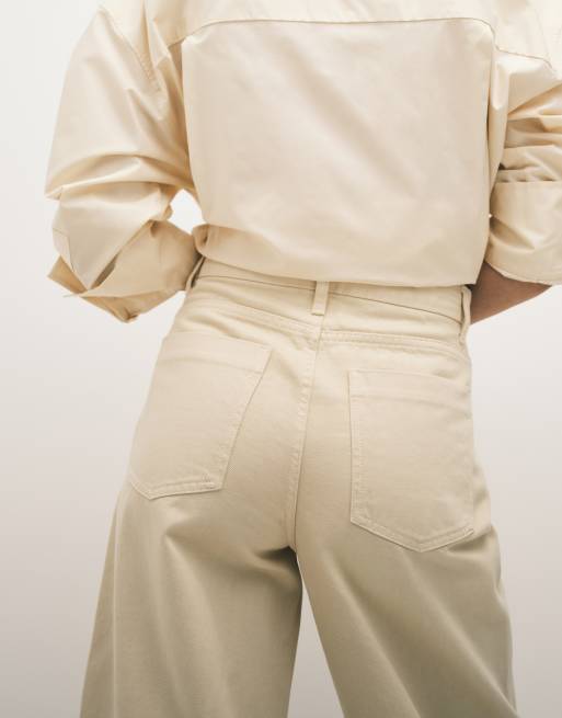 Mango - Blues - Smørgule jeans i 100% bomuld med tøndeformede ben, 4 af 5