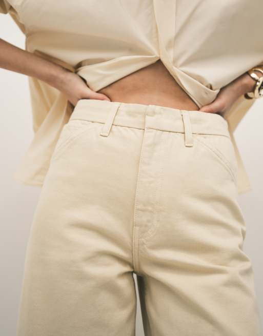 Mango - Blues - Smørgule jeans i 100% bomuld med tøndeformede ben, 5 af 5