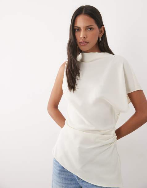 Mango - Blusa asimmetrica accollata bianca - view 1