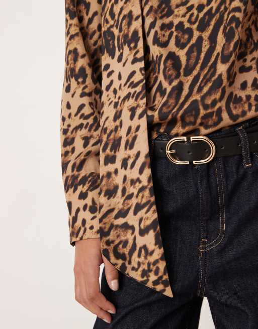 Mango - Blusa con collo allacciato e stampa leopardata, 3 di 4
