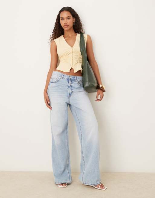 Mango - Blusa senza maniche arricciata giallo pastello con zip, 2 di 4