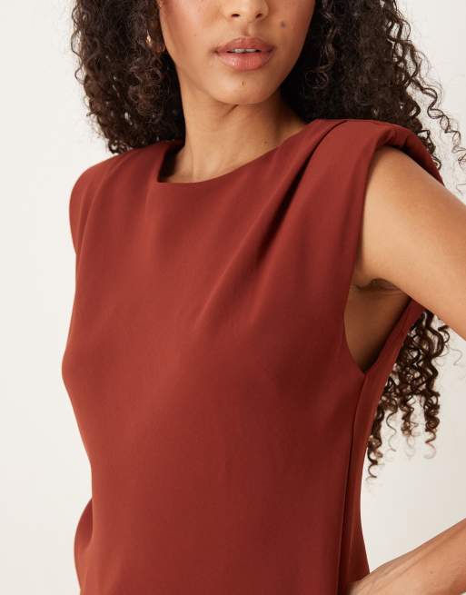 Mango - Blusa senza maniche color ruggine, 3 di 4