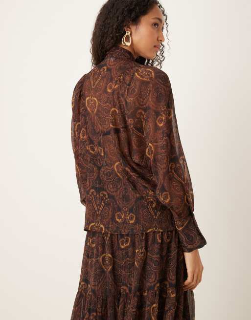  Mango - Bluse med bindebånd i halsen og paisley-print i chiffon - Del af sæt , 4 af 4