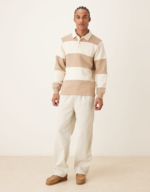 Mango – Bluza w stylu rugby z mieszanki bawełny w brązowo-białe paski, 2 z 5