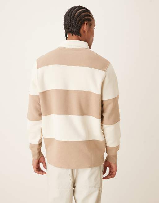 Mango – Bluza w stylu rugby z mieszanki bawełny w brązowo-białe paski, 3 z 5