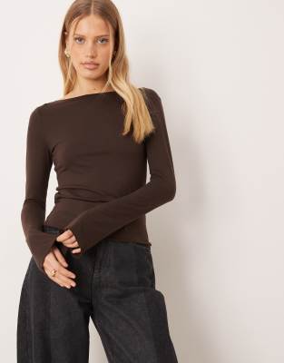 Mango Boat Neck Flared Sleeve T-shirt In Multi