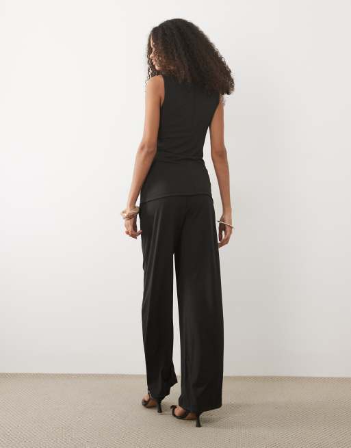 Mango boat neck hardware detail sleeveless jumpsuit in black, 4 of 4