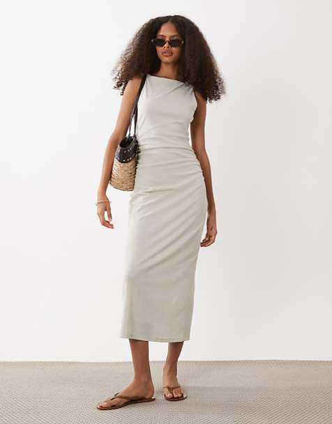 bodycon loose dress Square Neck Cap Sleeve Bodycon Midi Dress