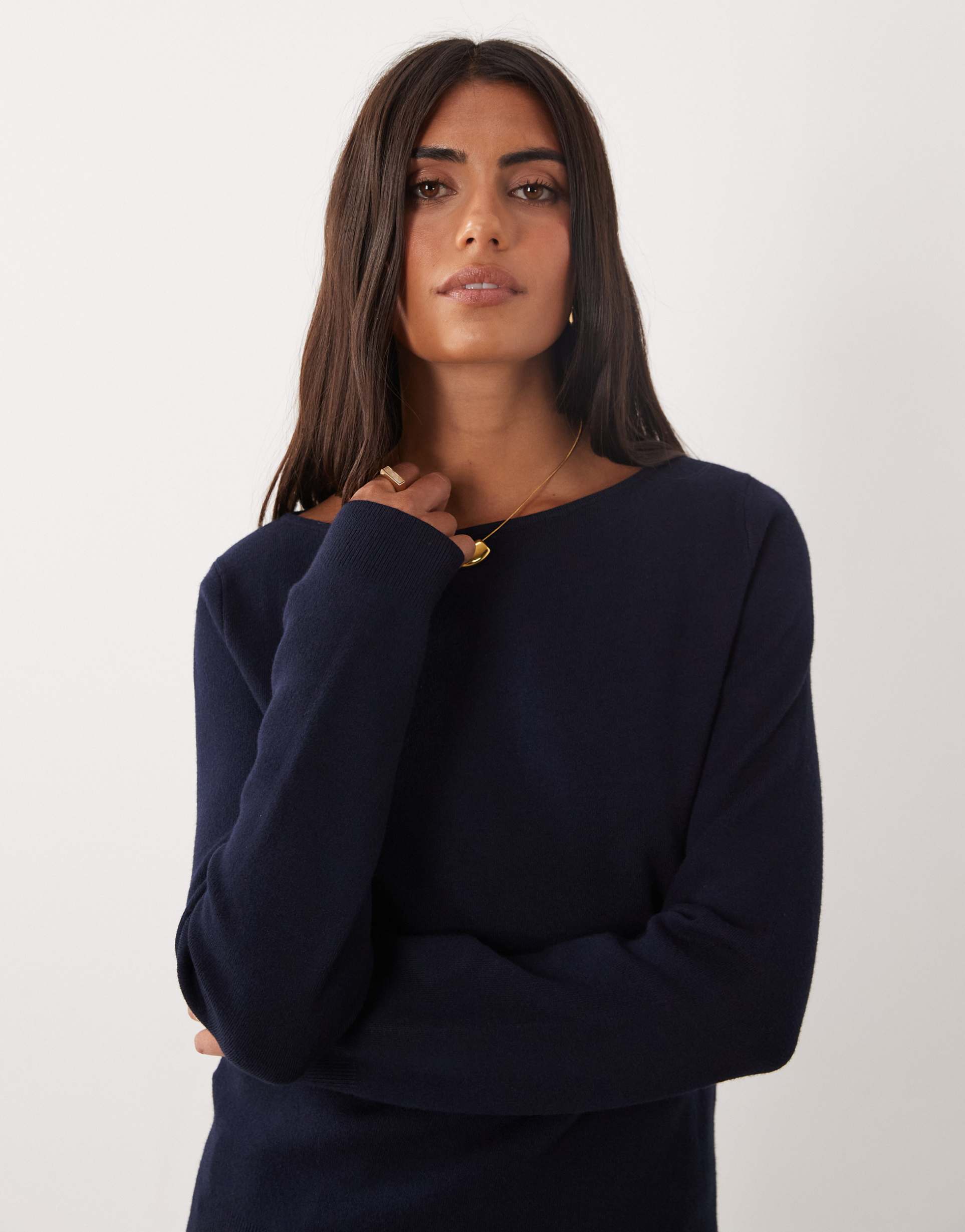 mango boat neck sweater in navy