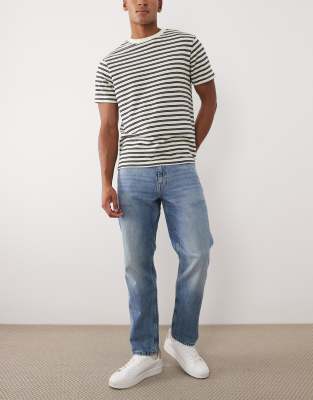 Mango Bob 100% Cotton Straight Leg Jeans In Blue