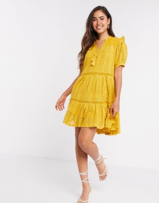 mustard bohemian dress