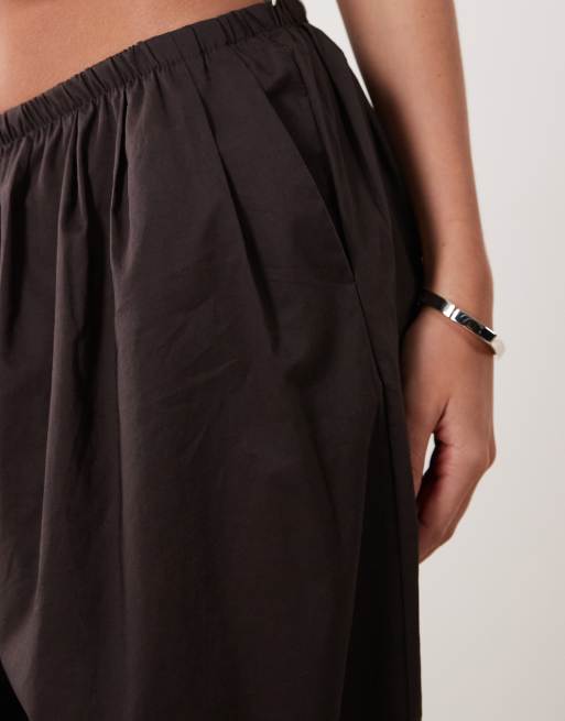 Mango boho balloon leg beach trousers in brown, 3 of 5