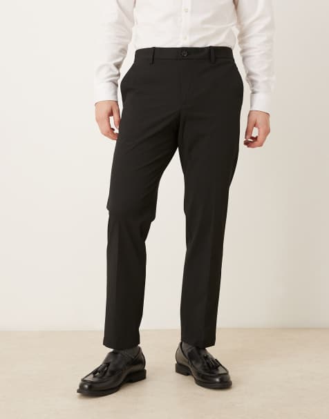 Mango Bologna cotton mix tailored trouser in black