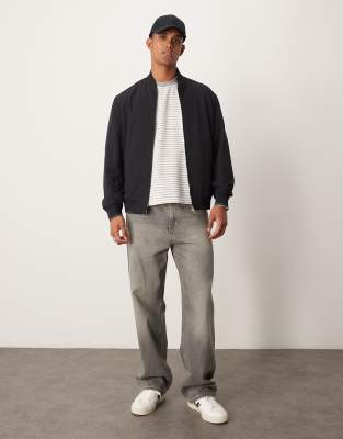 Mango - Bomber comfort color blu navy con zip - view 1