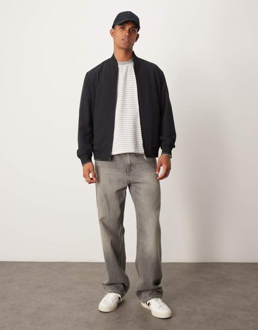 Mango - Bomber comfort color blu navy con zip