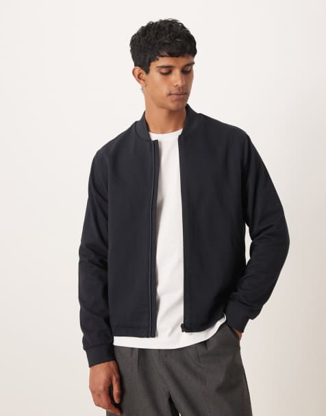Mango bomber jacket in navy - view 1
