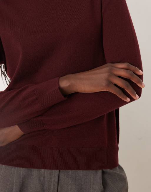 Mango - Bordeaux strikket top med høj hals, 4 af 4