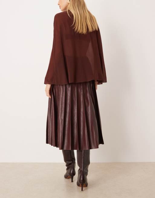 Mango – Bordowa plisowana spódnica maxi z imitacji skóry, 4 z 5