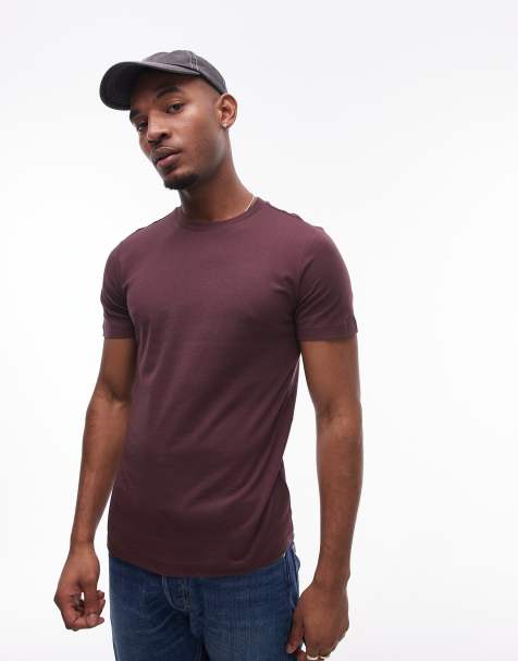 Mango – Bordowy klasyczny T-shirt z krótkimi rękawami - view 1