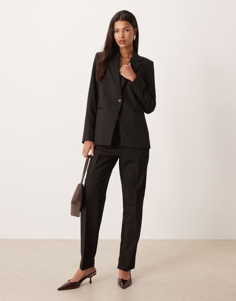 Mango - Boreal - Elegante broek met rechte pijpen in zwart, deel van co-ord set - view 1