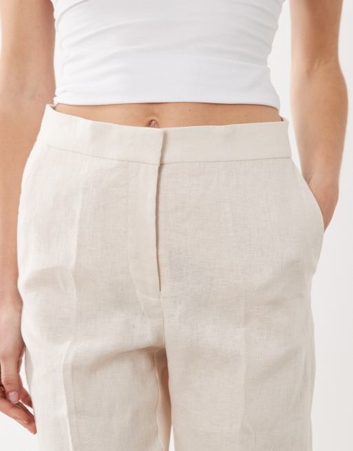 Mango – Boreli – Gerade geschnittene, elegante Hose aus 100% Leinen in Cremeweiß, Kombiteil, 4 von 5